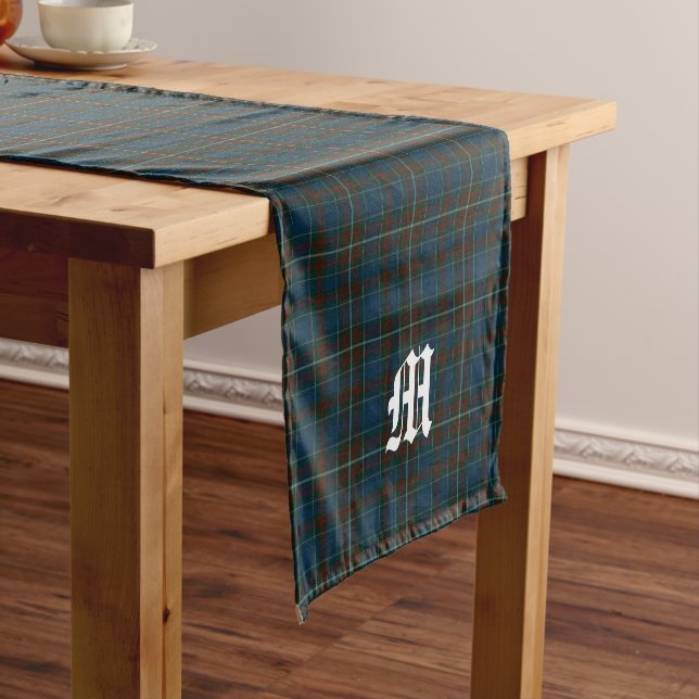 MacConnell Clan Tartan Plaid Monogrammed Short Table Runner (In Situ)