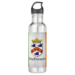 MacDermott Family Crest on Irish Flag  710 Ml Water Bottle