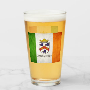 MacDermott Surname on Irish Flag Glass