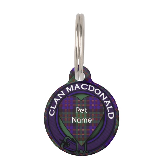 Macdonald Clan Plaid Scottish tartan Pet Tag (Front)