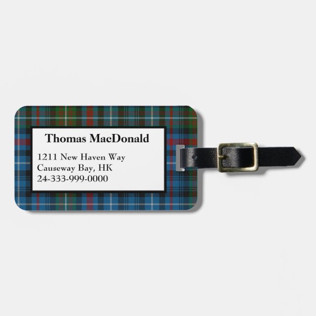 MacDonald Clan Tartan Plaid Luggage Tag (Front Horizontal)