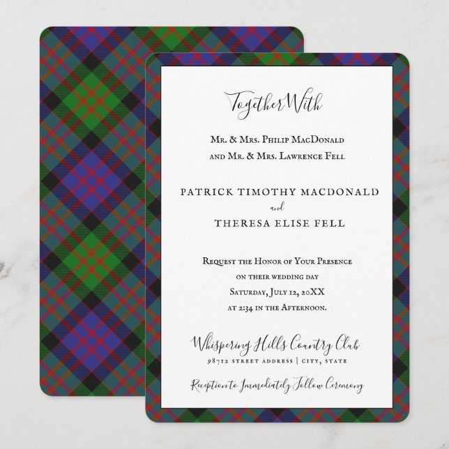 MacDonald Clan Tartan Scottish Plaid Invitation (Front/Back)