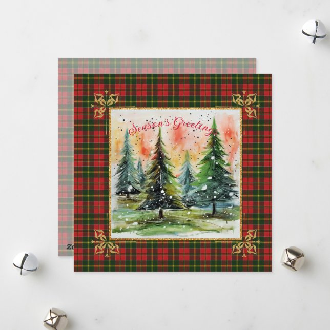 MacDonald Kingsburgh Scottish Tartan Christmas Holiday Card (Front/Back In Situ)