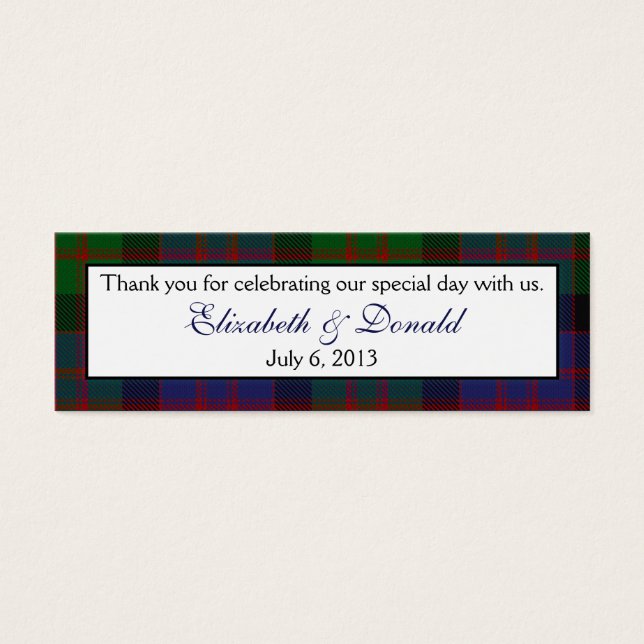 MacDonald McDonald Tartan Wedding Favour Tags (Front)