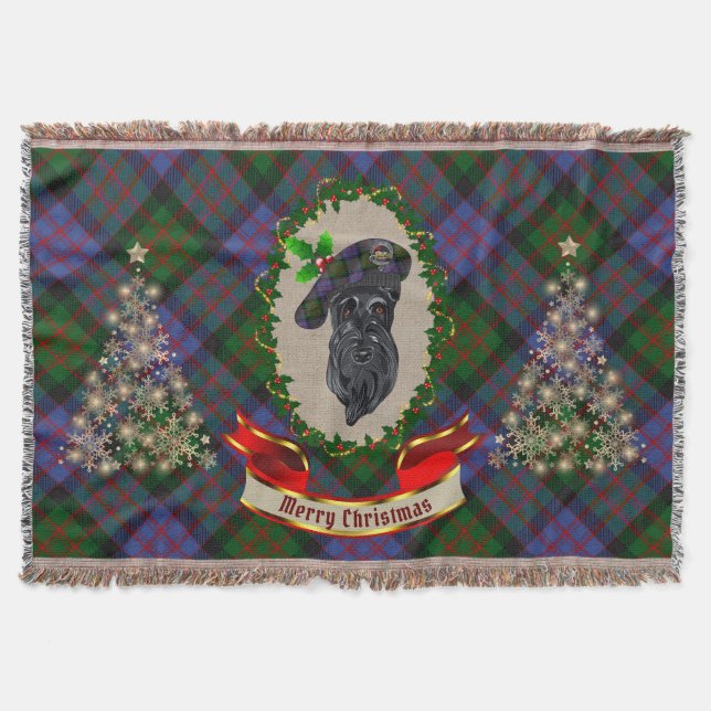 MacDonald Scottie Dog Christmas Throw Blanket (Front)