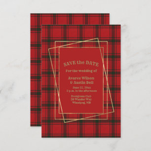 MacDonald Sleet Modern Tartan With Gold Frame Save The Date