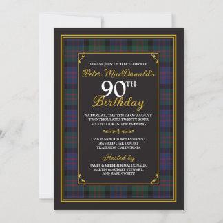 MacDonald Tartan 90th Birthday Invitation