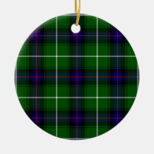MacDonald tartan green blue plaid Ceramic Tree Decoration