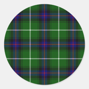 MacDonald tartan green blue plaid Classic Round Sticker