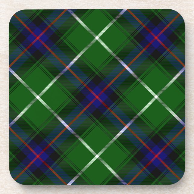 MacDonald tartan green blue plaid Coaster (Front)