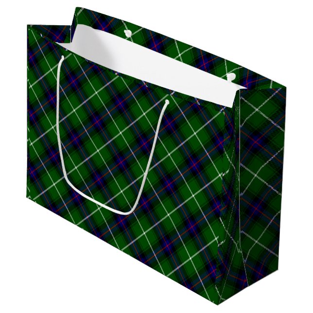MacDonald tartan green blue plaid Large Gift Bag (Front Angled)