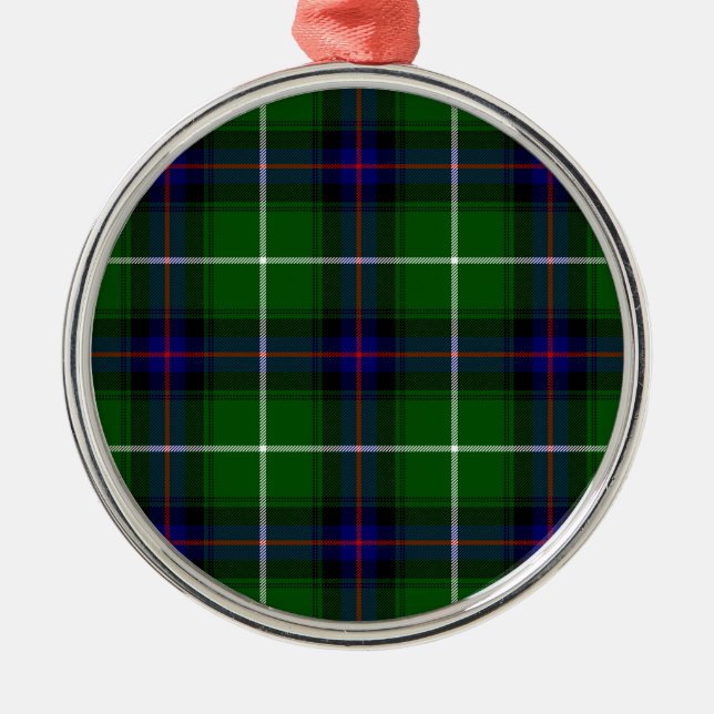 MacDonald tartan green blue plaid Metal Tree Decoration (Front)