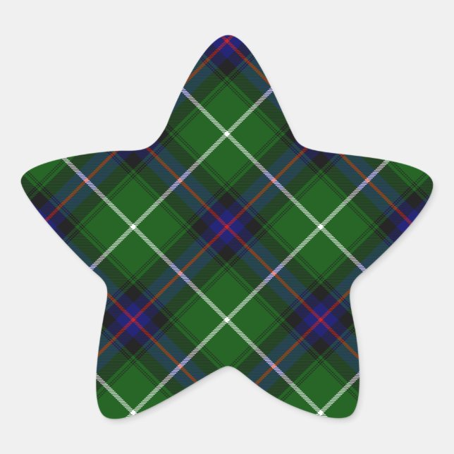 MacDonald tartan green blue plaid Star Sticker (Front)