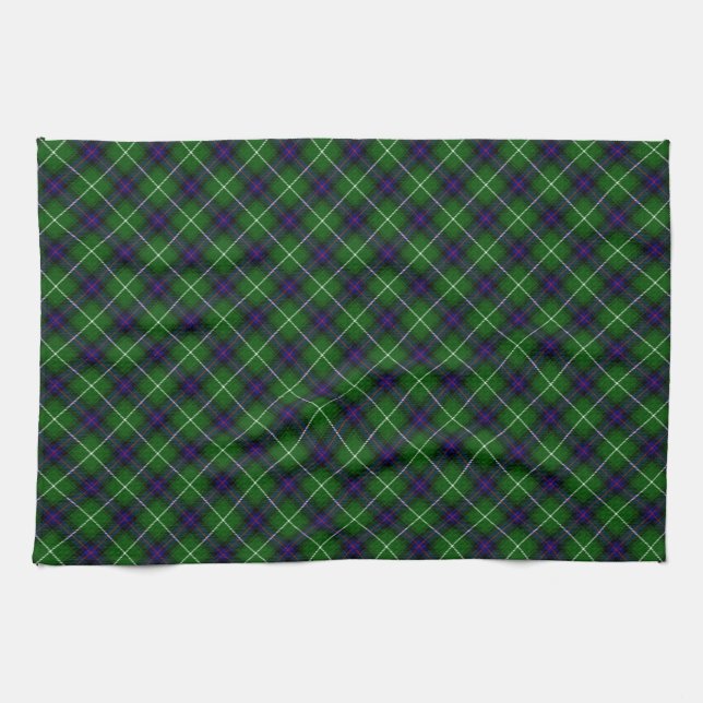 MacDonald tartan green blue plaid Tea Towel (Horizontal)
