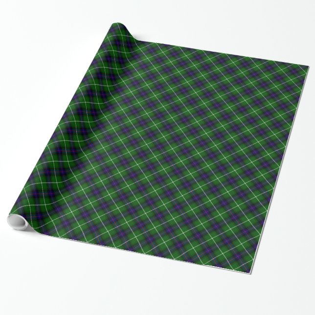 MacDonald tartan green blue plaid Wrapping Paper (Unrolled)