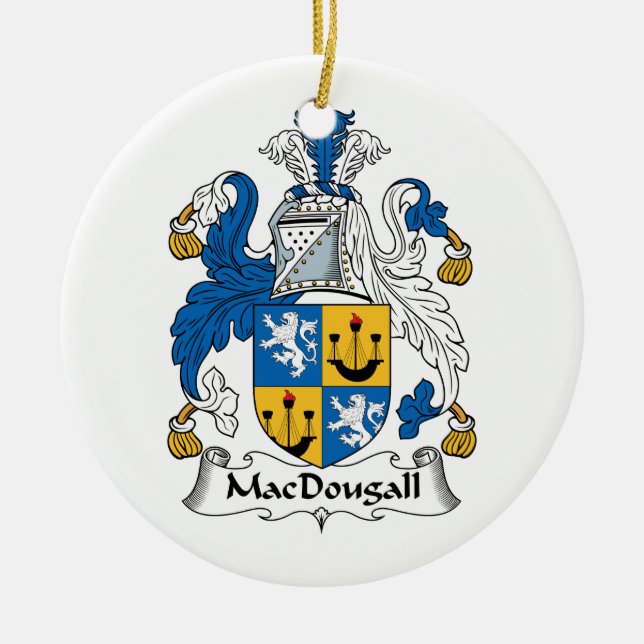 MacDougall Family Crest Ceramic Tree Decoration (Front)