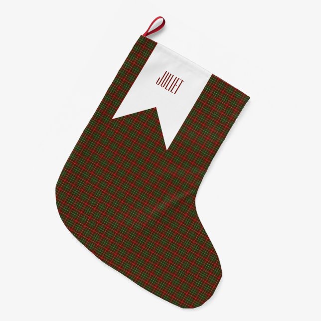 MacDougall Modern Clan Tartan Plaid Pattern Large Christmas Stocking (Front (Hanging))