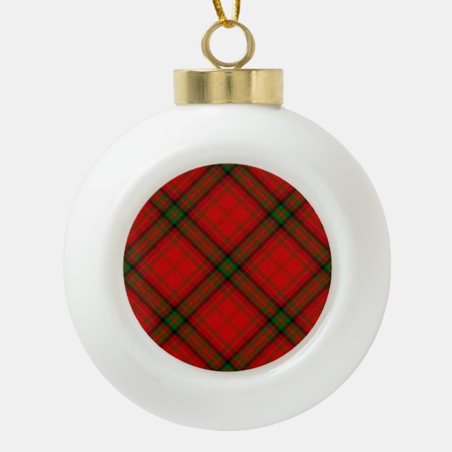 MacDougall tartan red green plaid Ceramic Ball Christmas Ornament (Front)
