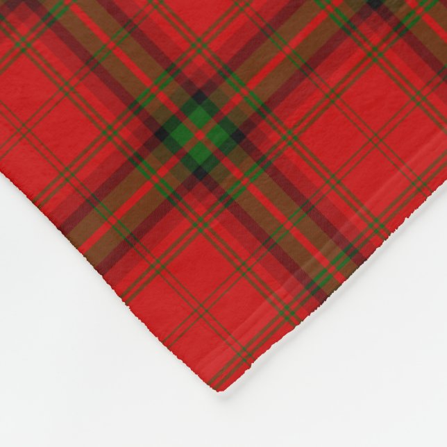 MacDougall tartan red green plaid Fleece Blanket (Corner)