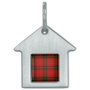 MacDougall tartan red green plaid Pet Tag