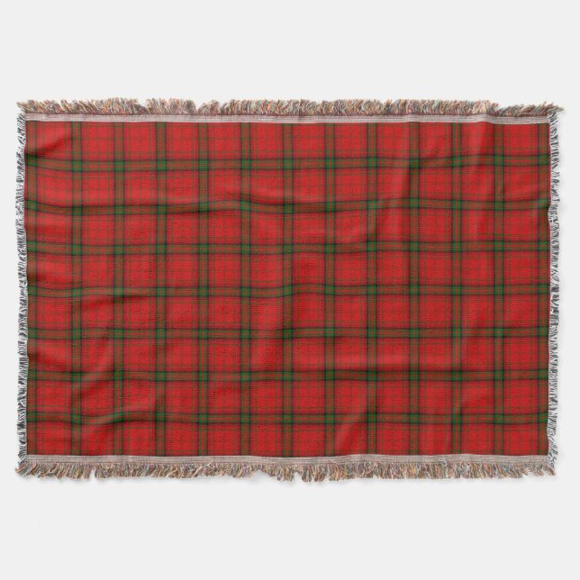 MacDougall tartan red green plaid Throw Blanket (Front)