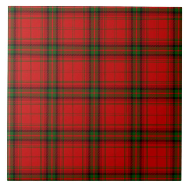 MacDougall tartan red green plaid Tile (Front)