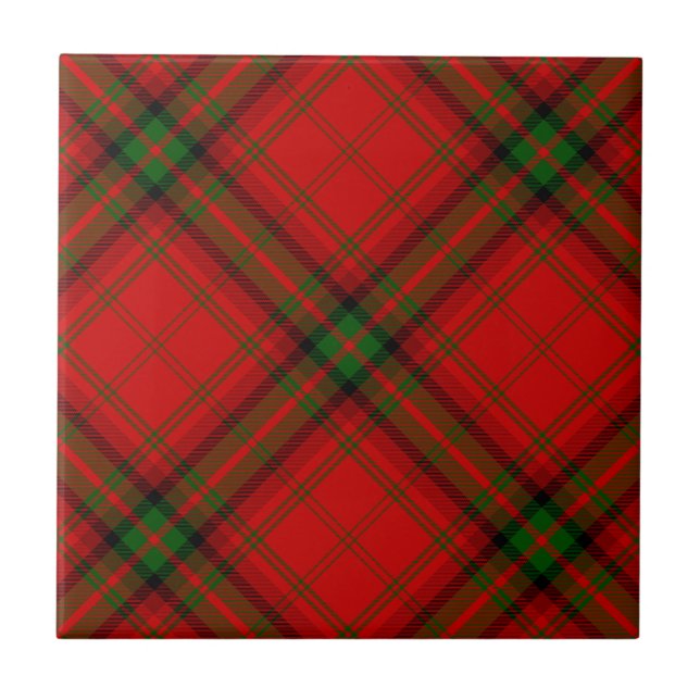 MacDougall tartan red green plaid Tile (Front)