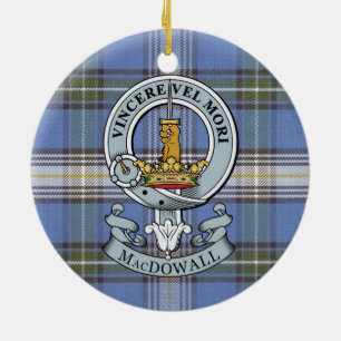 MacDowall Crest + Tartan Circle Ornament