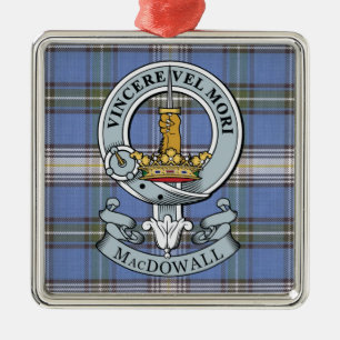 MacDowall Crest + Tartan Premium Ornament