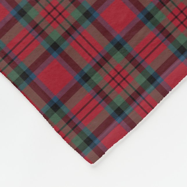 MacDuff Clan Red, Green and Blue Tartan Fleece Blanket (Corner)