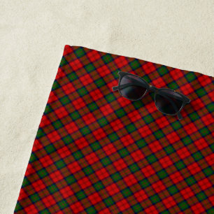 MacDuff tartan red green plaid Beach Towel