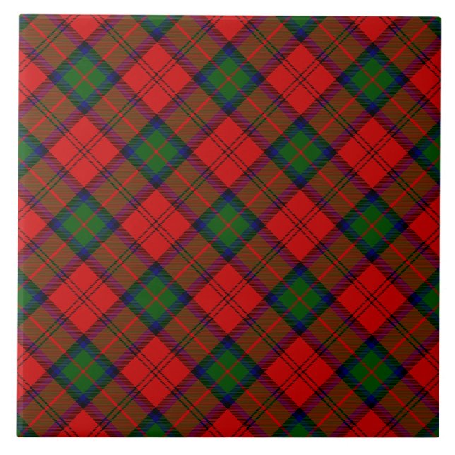 MacDuff tartan red green plaid Tile (Front)