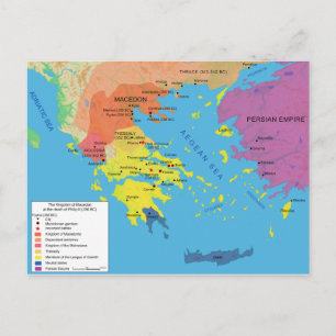 Macedon Map at the Death of Philip II 336 B.C. Postcard
