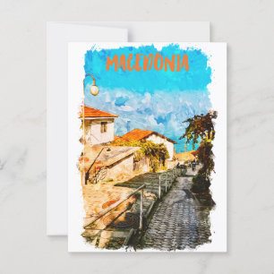 Macedonia Balkan Watercolor Travel Postcard