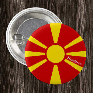 Macedonia button, patriotic Macedonian Flag 3 Cm Round Badge