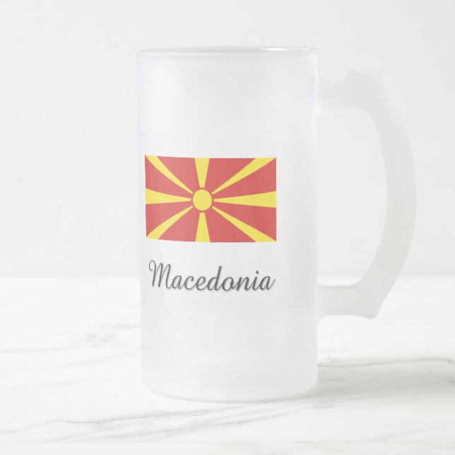 Macedonia Flag Design Frosted Glass Beer Mug (Right)