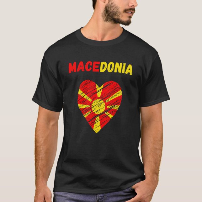 Macedonia Flag Holiday Macedonia Heart Macedonian  T-Shirt (Front)