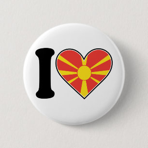 Macedonia Heart Flag 6 Cm Round Badge