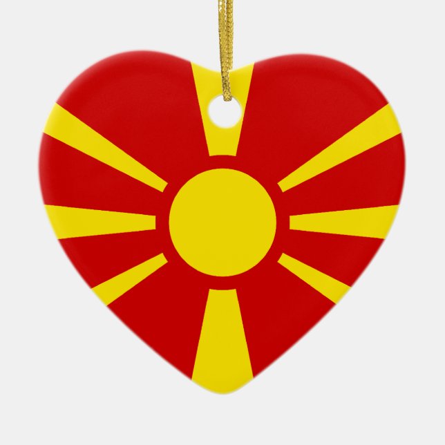 Macedonia, Luxembourg flag Ceramic Tree Decoration (Front)