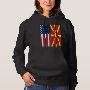 Macedonia Macedonian American Flags Proud USA Hoodie