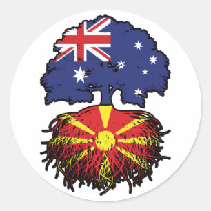 Macedonia Macedonian Australian Australia Tree Classic Round Sticker