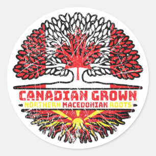 Macedonia Macedonian Canadian Canada Tree Flag Classic Round Sticker