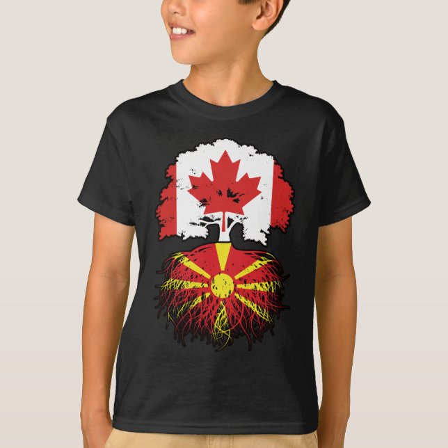 Macedonia Macedonian Canadian Canada Tree Roots T-Shirt (Front)