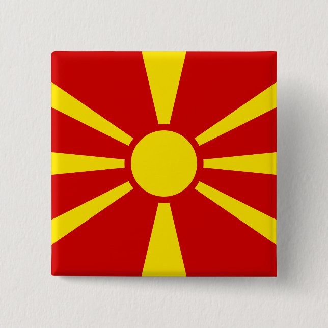 Macedonia (Macedonian) Flag 15 Cm Square Badge (Front)