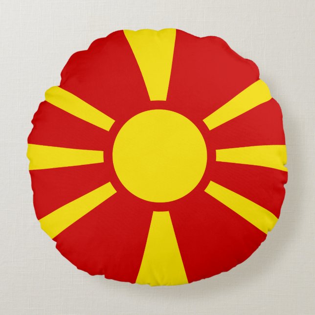 Macedonia (Macedonian) Flag Round Cushion (Front)