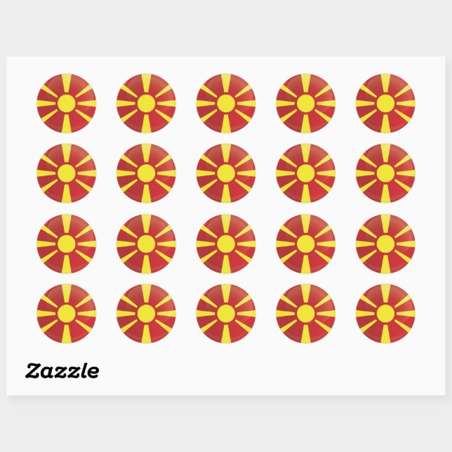 Macedonia  Round Icon Flag Classic Round Sticker (Sheet)