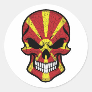 Macedonia Smiling Skull Flag Classic Round Sticker