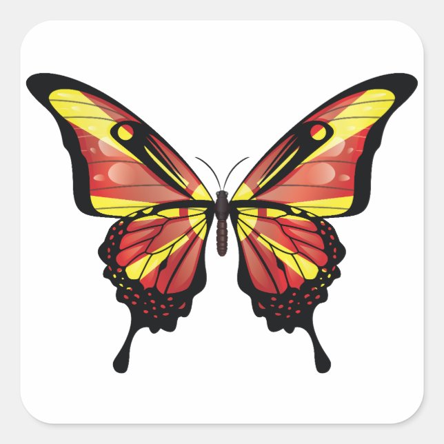Macedonia Swallowtail Butterfly Flag Square Sticker (Front)
