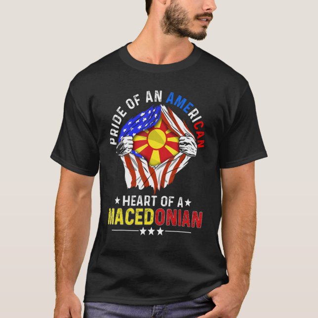 Macedonian American America Pride Foreign Macedoni T-Shirt (Front)