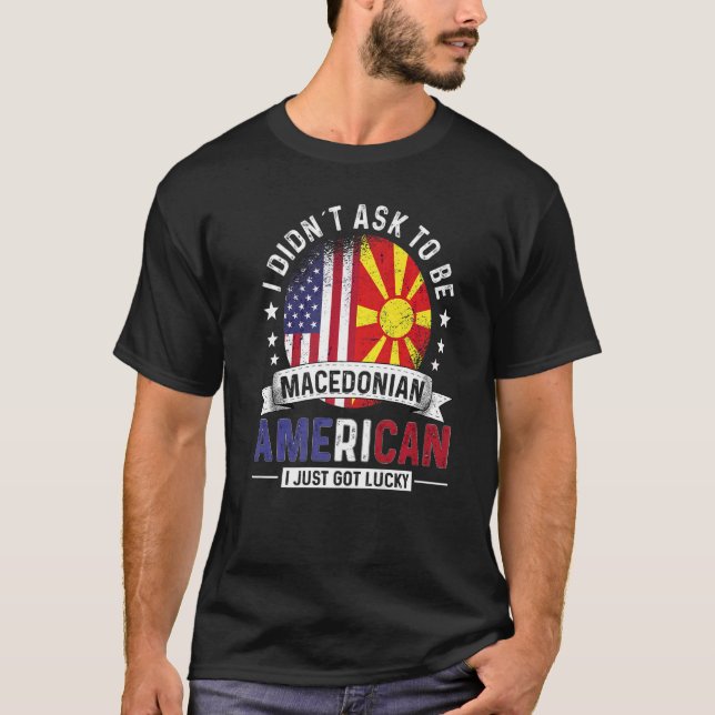Macedonian American Countries Flags Pride Macedoni T-Shirt (Front)